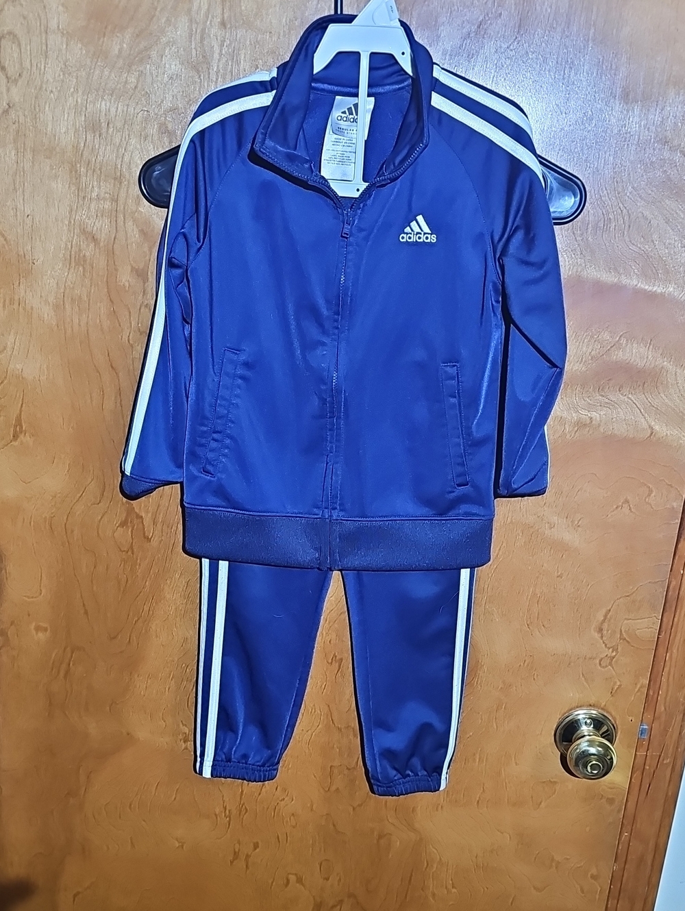 adidas Youth Royal Blue Track Jacket & Pants with White Stripes